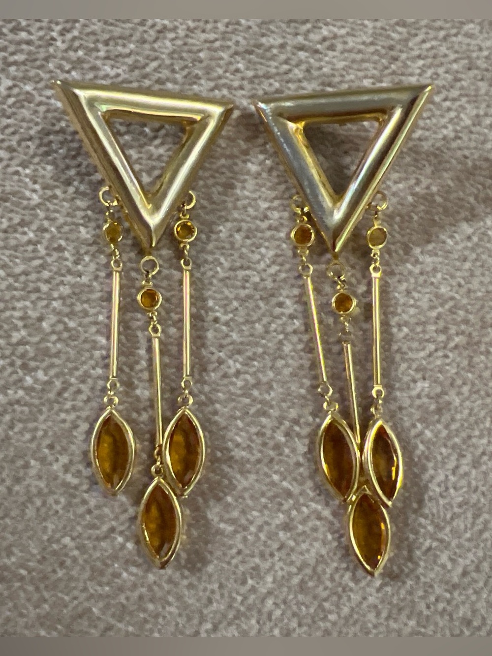Gold-Tone Amber Drop Dangle Earrings